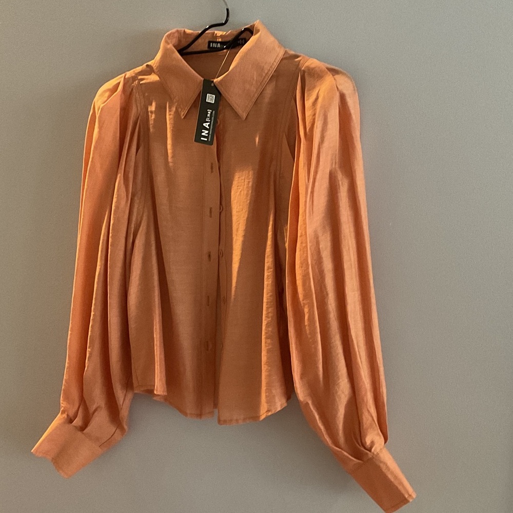 Beautiful Ina Vibrant Salmon Long Sleeve Shirt